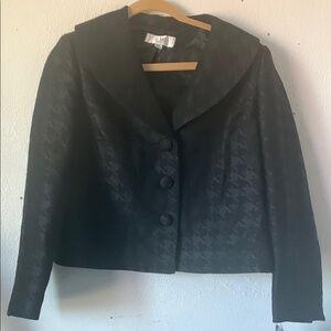 Le Suit Black Houndstooth Blazer